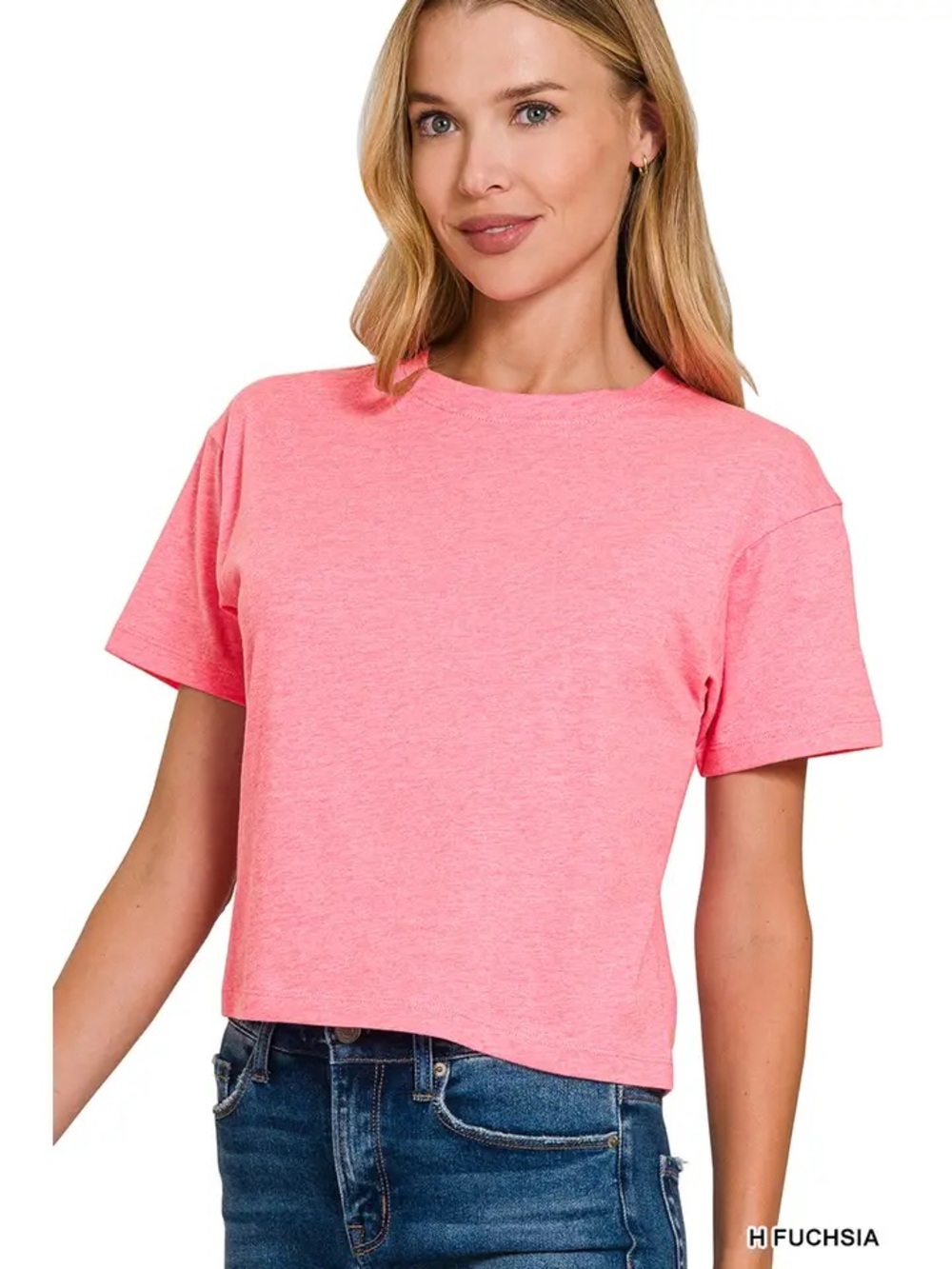 NWOT Zenana Crew Neck Cropped Tee Size L
